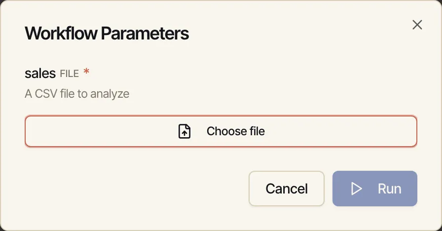 Run dialog prompting to choose a file